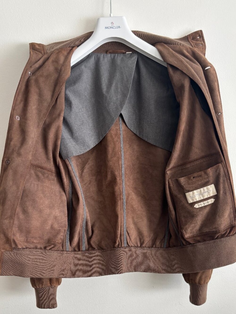 $950 Suitsupply Brown Suede Blouson Valstarino Bomber Jacket - Medium - Picture 5 of 11